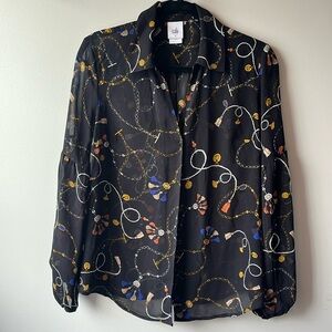 Cabi Black patterned blouse size small